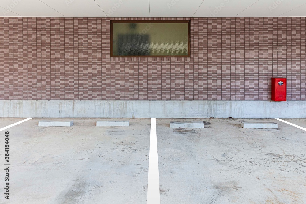 Empty space car park interior at office building