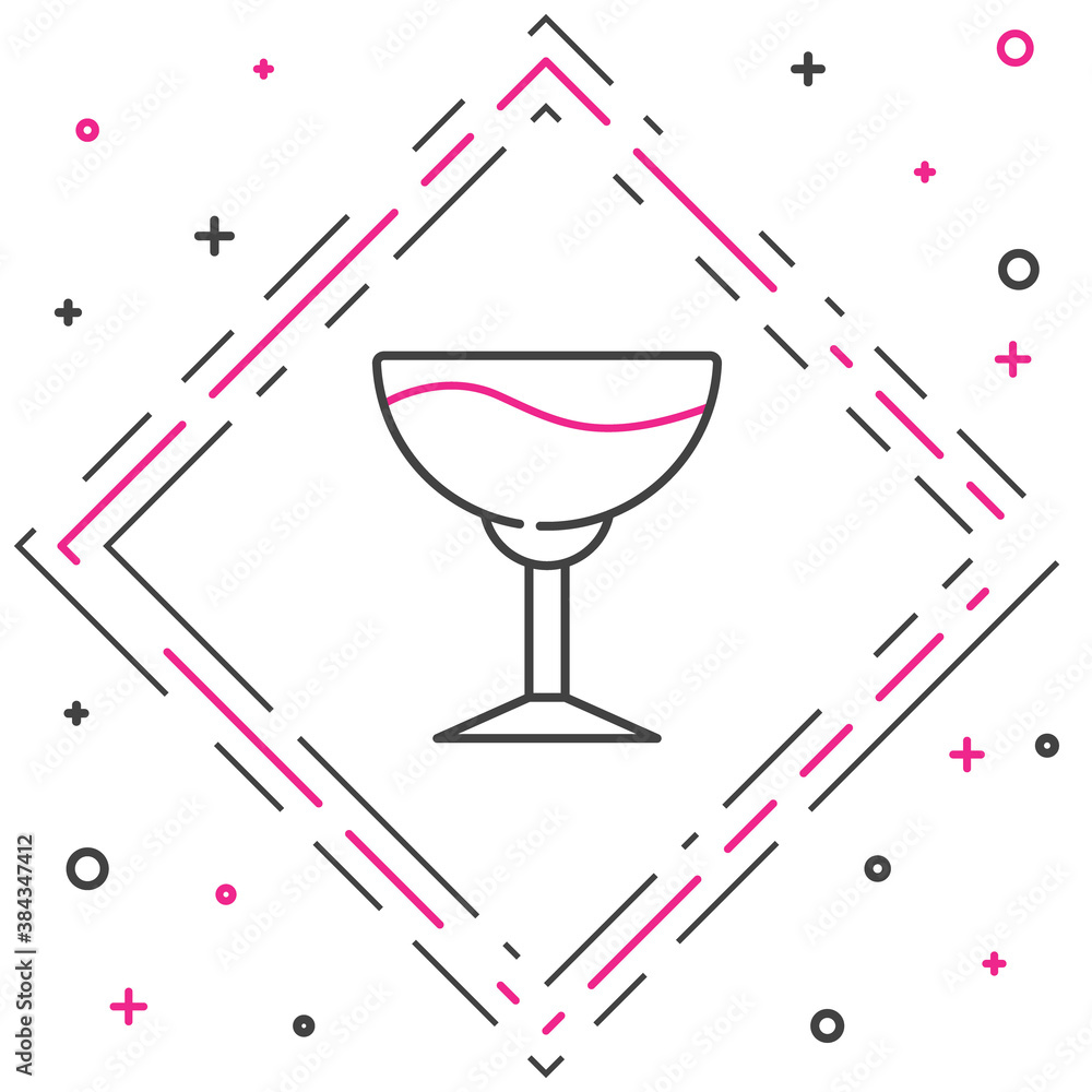 Line Wine glass icon isolated on white background. Wineglass sign. Colorful outline concept. Vector.