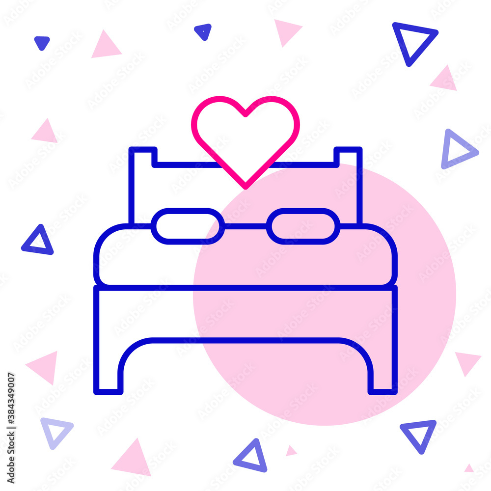 Line Bedroom icon isolated on white background. Wedding, love, marriage symbol. Bedroom creative ico