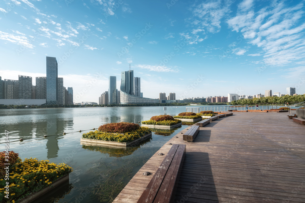 Hefei city modern architecture landscape skyline