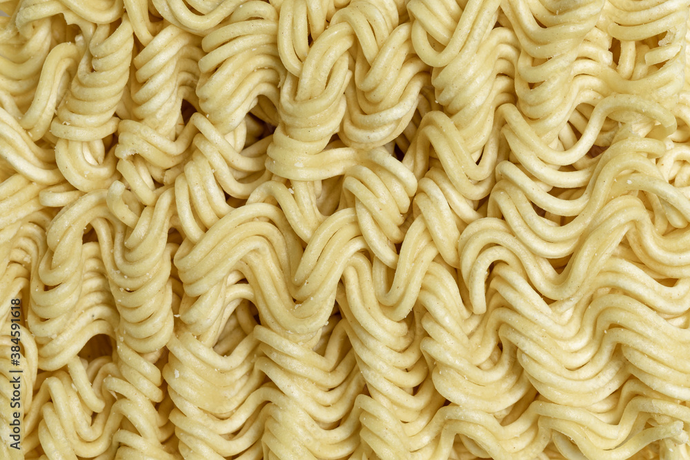 Top view full frame uncooked raw noodles