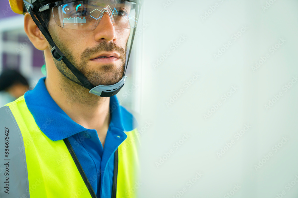 young caucasian technicians work manage inspecting with control screen computer the work process of 