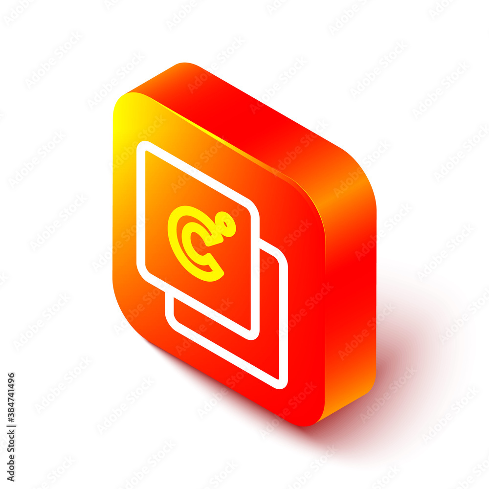 Isometric line Celsius icon isolated on white background. Orange square button. Vector.