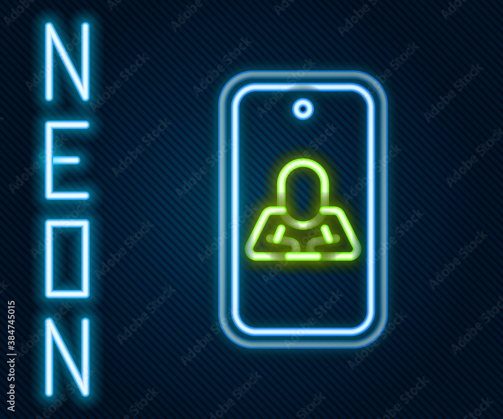 Glowing neon line Online psychological counseling distance icon isolated on black background. Psycho