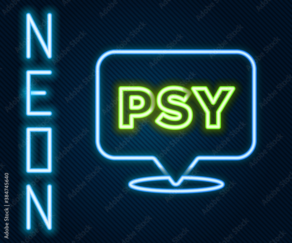 Glowing neon line Psychology icon isolated on black background. Psi symbol. Mental health concept, p