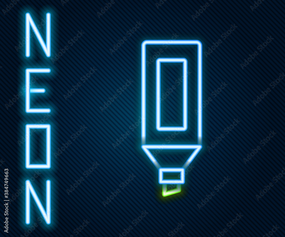 Glowing neon line Marker pen icon isolated on black background. Colorful outline concept. Vector.