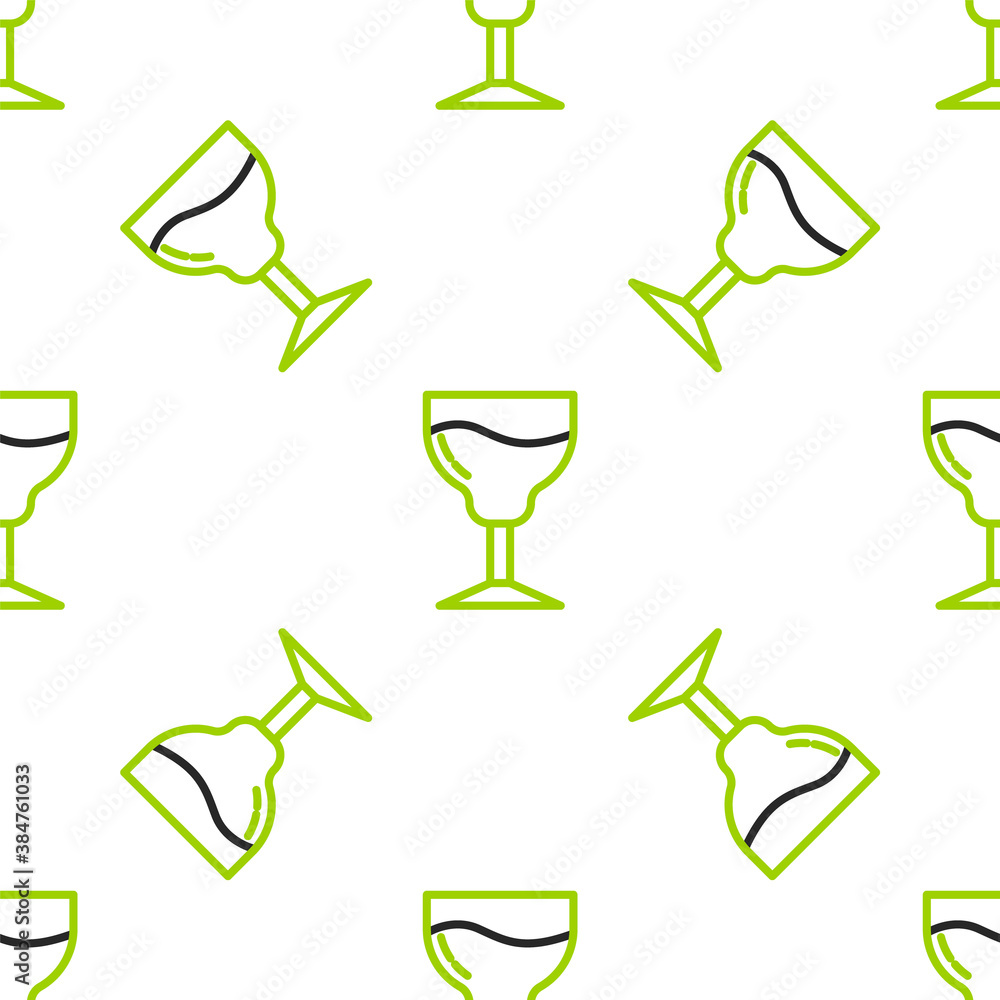 Line Wine glass icon isolated seamless pattern on white background. Wineglass sign. Vector.