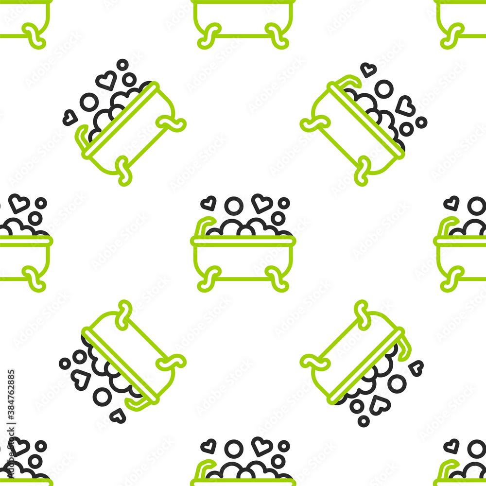 Line Romantic in bathroom icon isolated seamless pattern on white background. Concept romantic date.