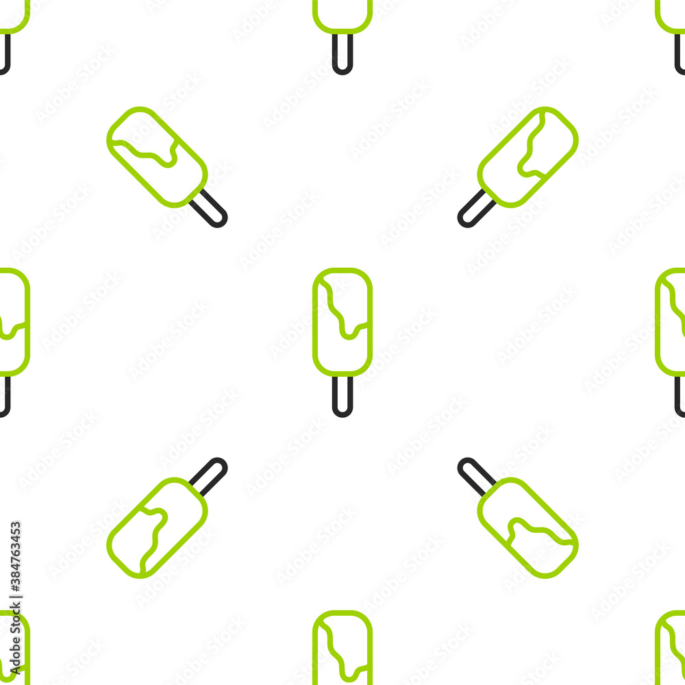 Line Ice cream icon isolated seamless pattern on white background. Sweet symbol. Vector.