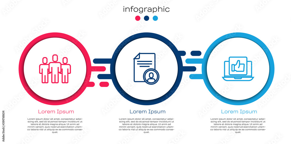 Set line Users group，Resume and Hand-like。商业信息图模板。Vector。