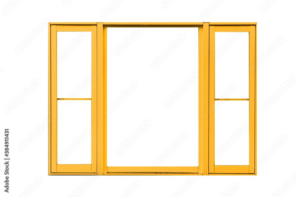 Vintage brown metal window frame isolaed on a white background