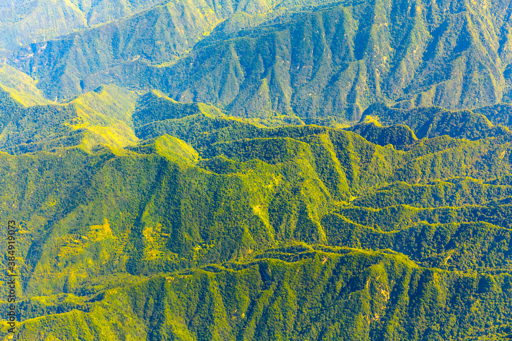 Aerial view of the green mountain scenery.