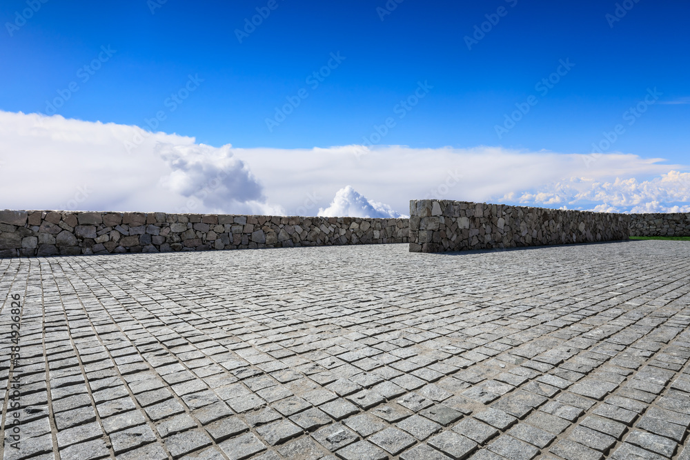 Empty square floor and sky cloud scenery.