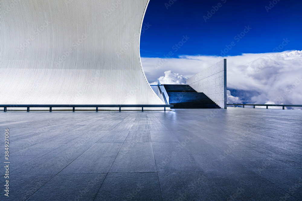 Empty square floor and sky cloud scenery.