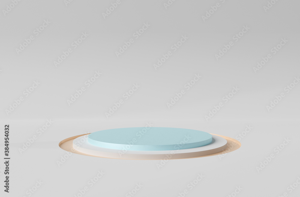 Stage podium background. Mockup of empty circular platform. Abstract geometric pedestral. 3D renderi