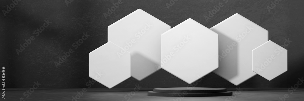 Abstract Podium with Hexagon Mock Up Stand Platform for Product Advertising and Commercial 3D Backgr