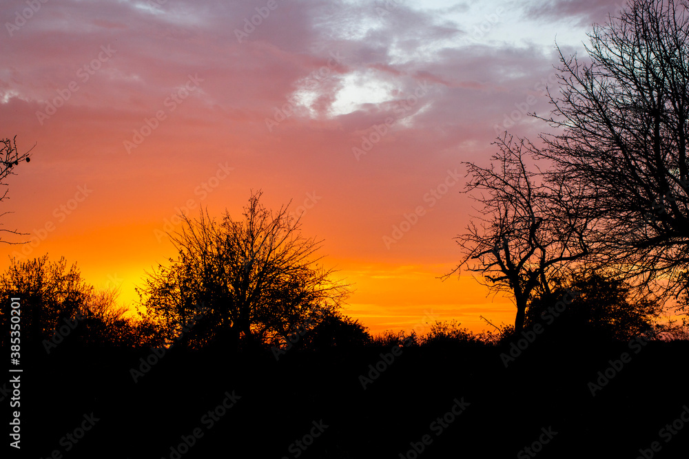 sunset in the Russian village