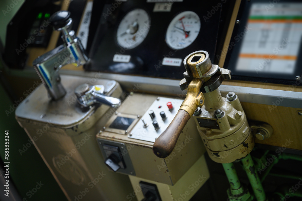 Old train cabin and control panel