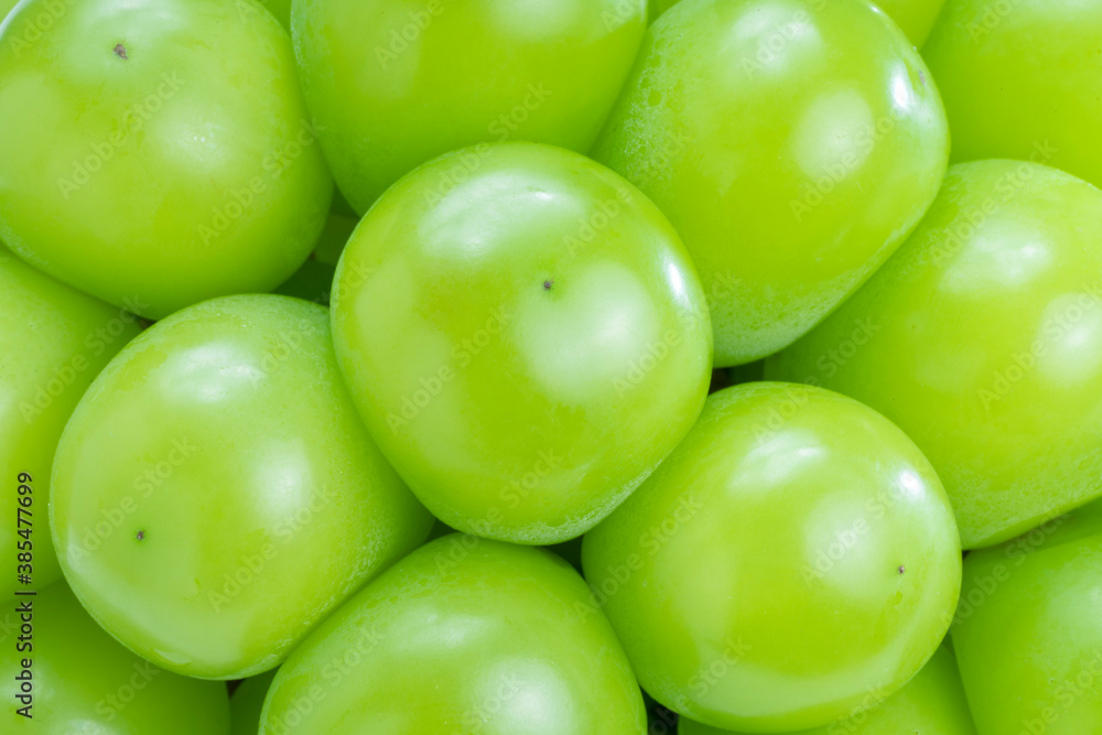 Close up shot of Sweet Green grape, Fresh Shine Muscat Grape.