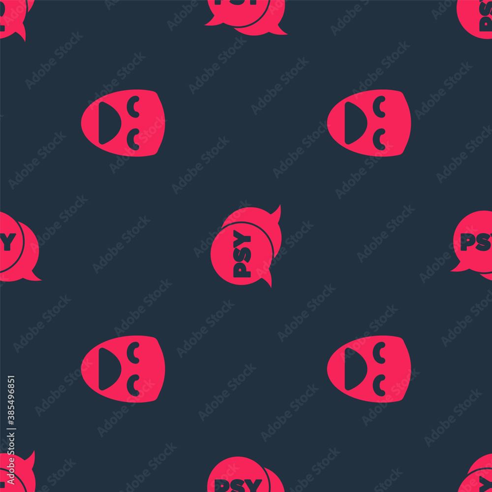 Set Drama theatrical mask and Psychology, Psi on seamless pattern. Vector.