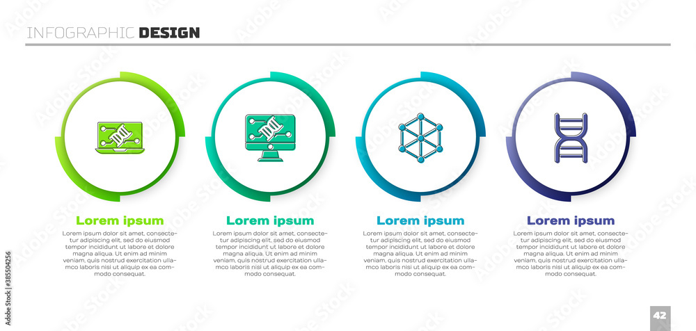 Set Genetic engineering modification, , GMO and DNA symbol. Business infographic template. Vector.