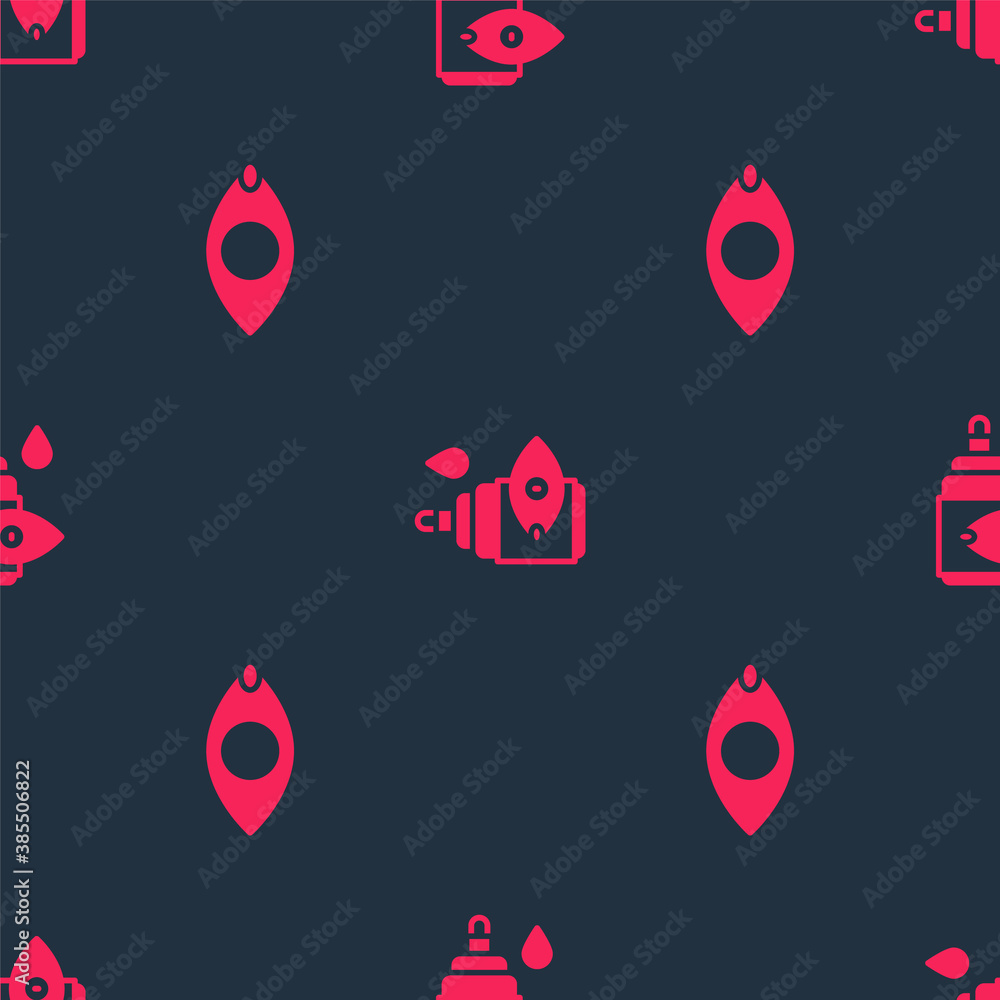 Set Blindness and Eye drop bottle on seamless pattern. Vector.