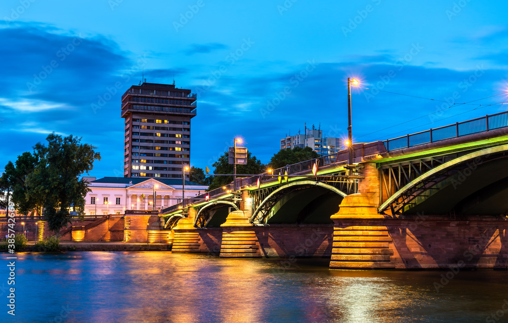 Ignatz-Bubis Bridge across the Main River in Frankfurt - Hesse, Germany