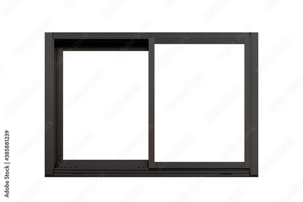 Vintage black metal window frame isolaed on a white background