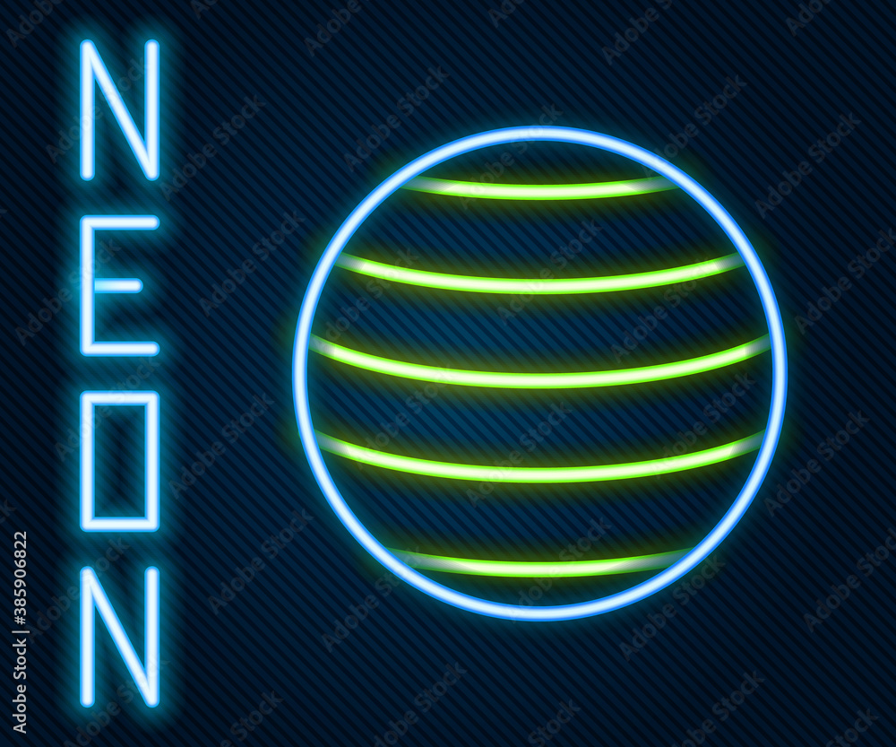 Glowing neon line Planet Venus icon isolated on black background. Colorful outline concept. Vector.