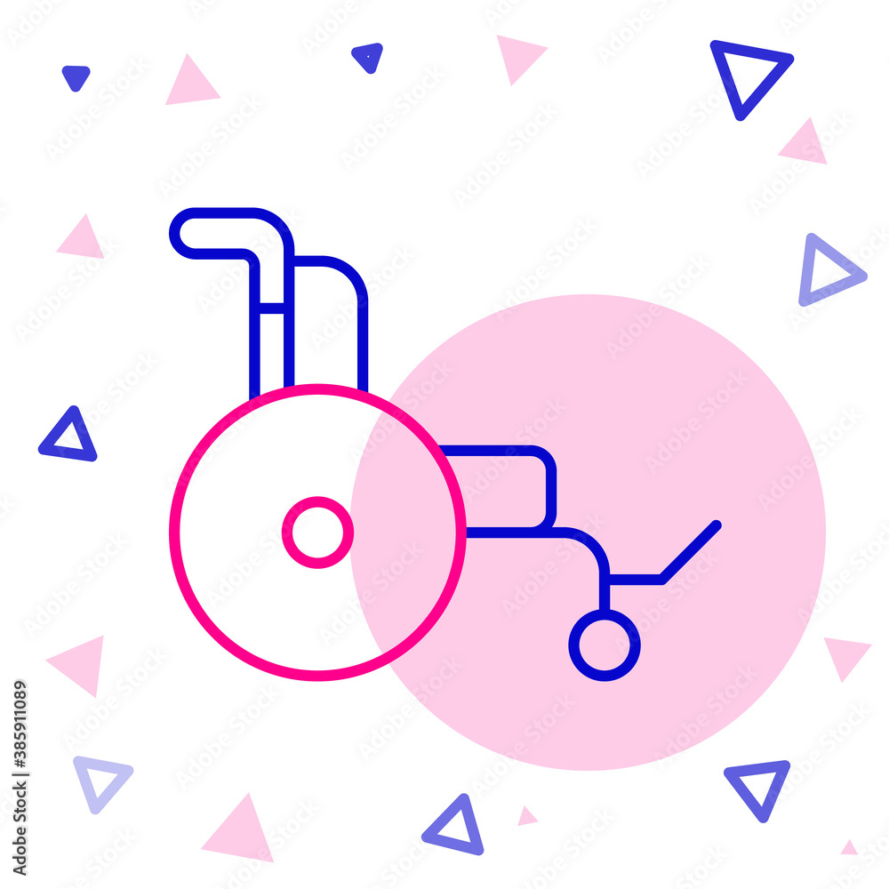 Line Wheelchair for disabled person icon isolated on white background. Colorful outline concept. Vec