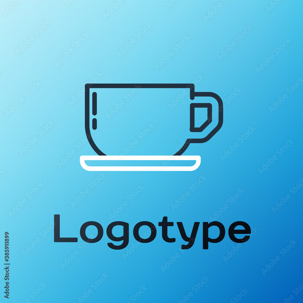 Line Coffee cup icon isolated on blue background. Tea cup. Hot drink coffee. Colorful outline concep