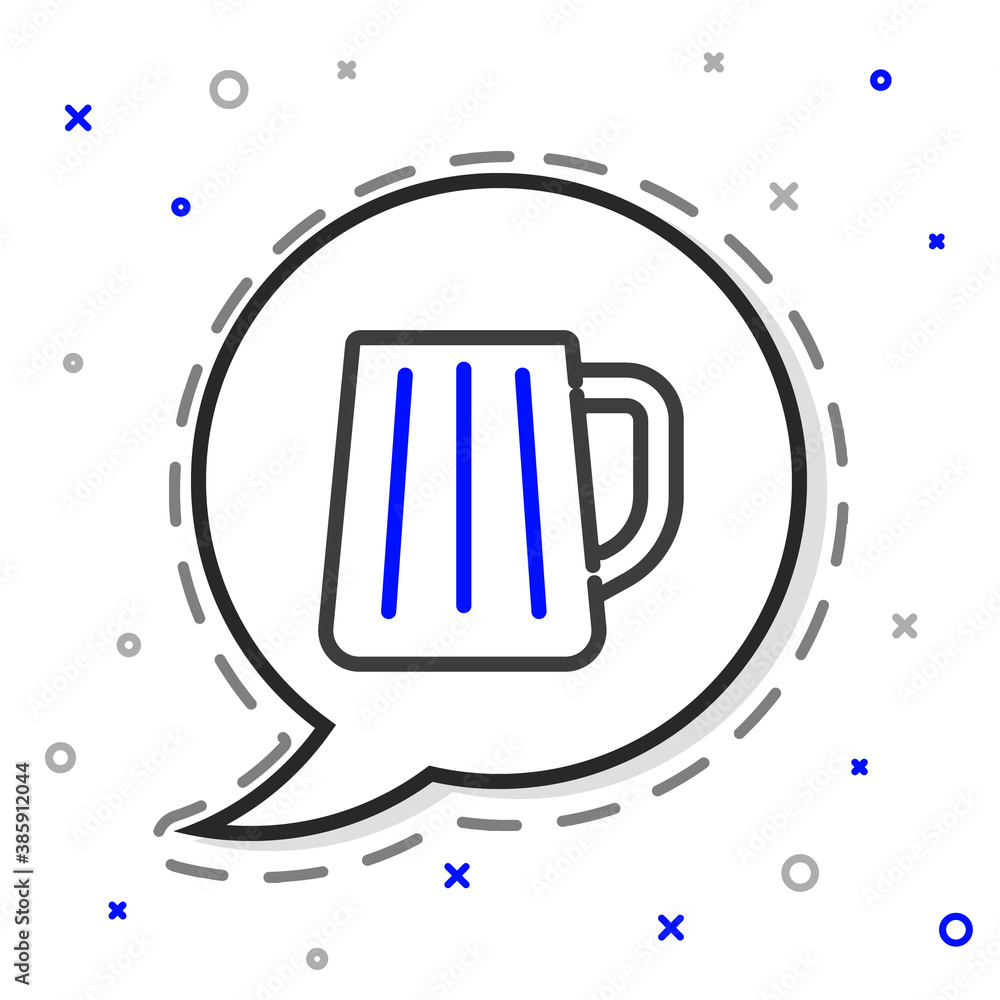 Line Wooden beer mug icon isolated on white background. Colorful outline concept. Vector.