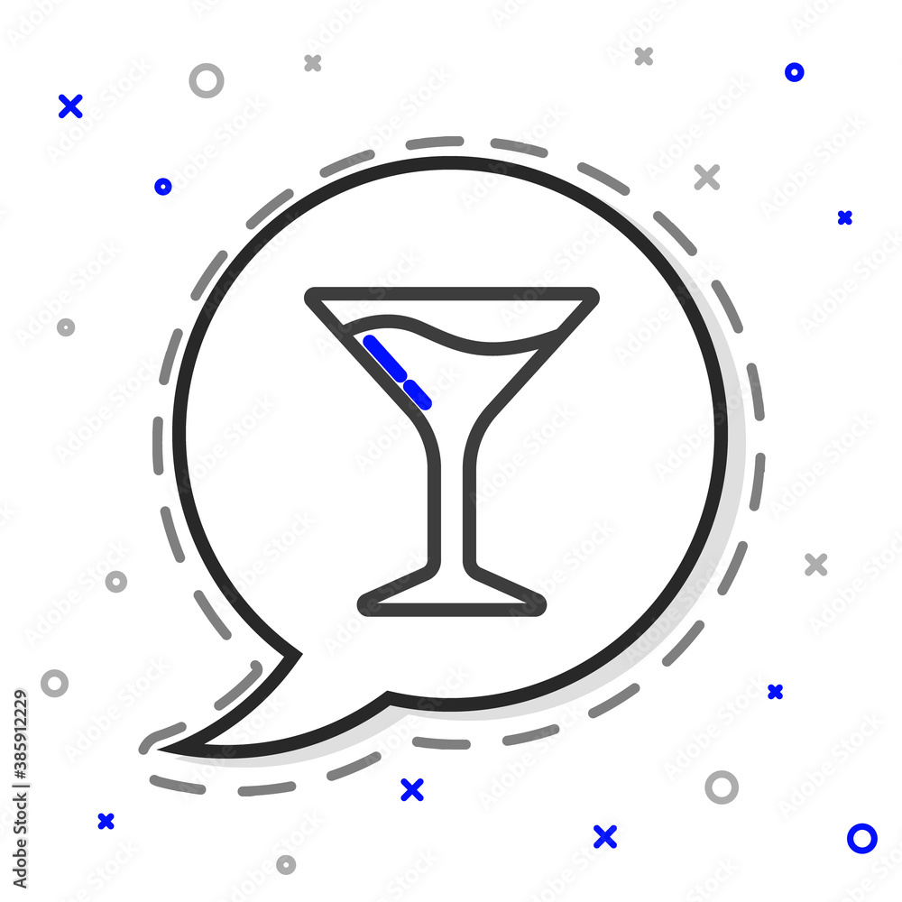 Line Martini glass icon isolated on white background. Cocktail icon. Wine glass icon. Colorful outli