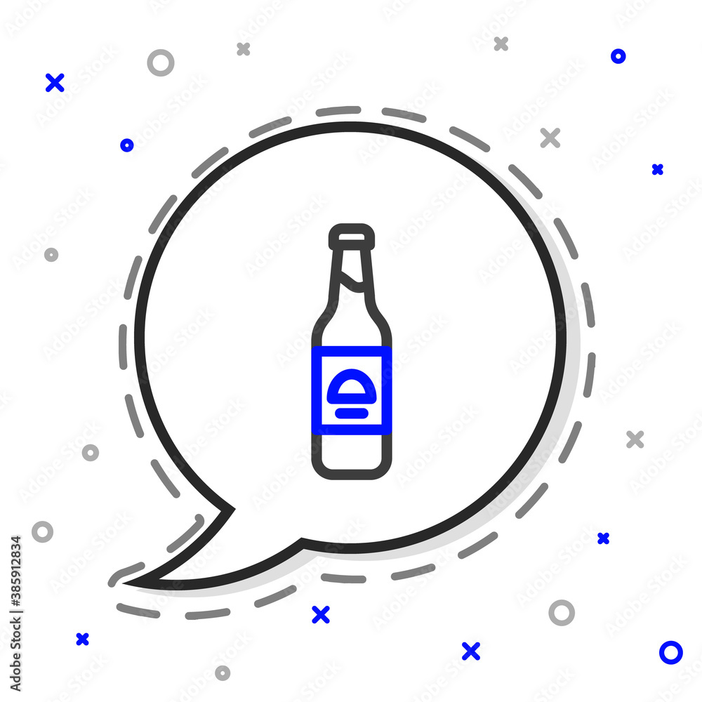 Line Beer bottle icon isolated on white background. Colorful outline concept. Vector.