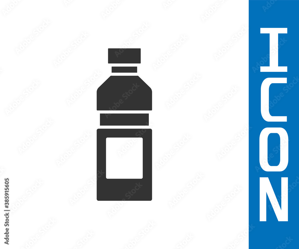 Grey Bottle of water icon isolated on white background. Soda aqua drink sign. Vector.