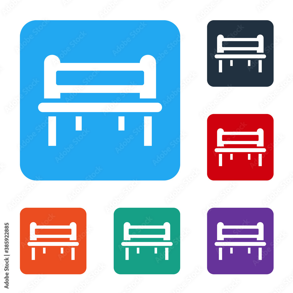 White Romantic bench icon isolated on white background. Set icons in color square buttons. Vector.