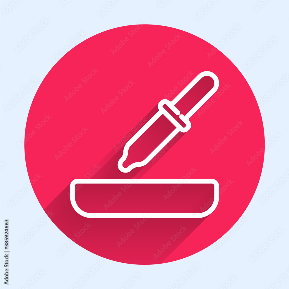 White line Pipette icon isolated with long shadow. Element of medical, cosmetic, chemistry lab equip