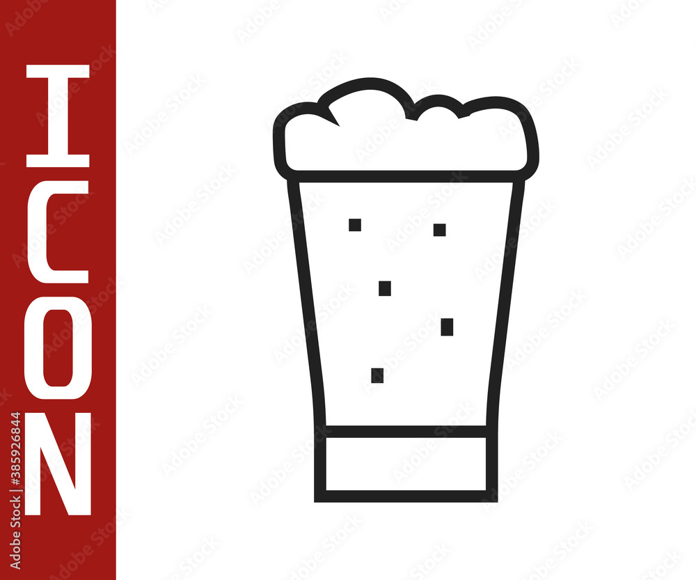 Black line Glass of beer icon isolated on white background. Vector.