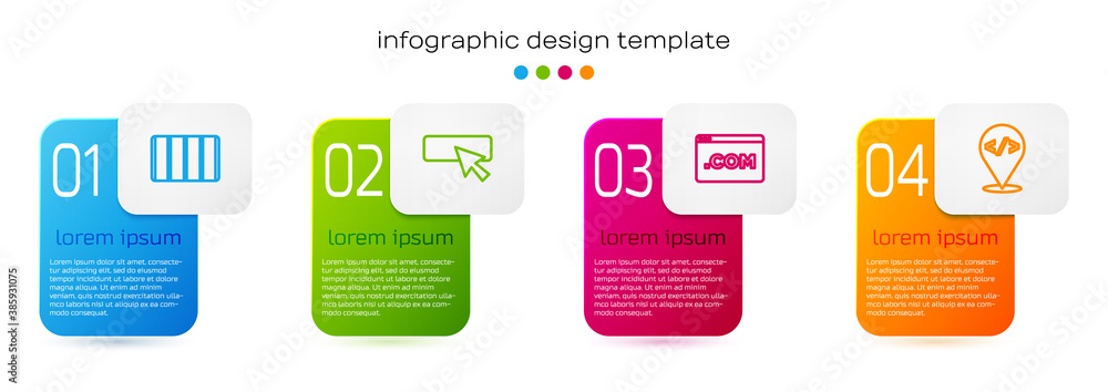 Set line Color palette guide, UI UX design, and Front end development. Business infographic template