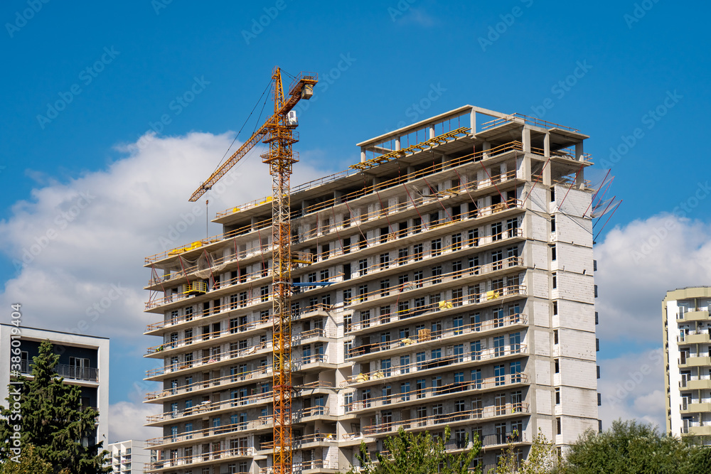 New multi-family houses against the blue sky, Tbilisi