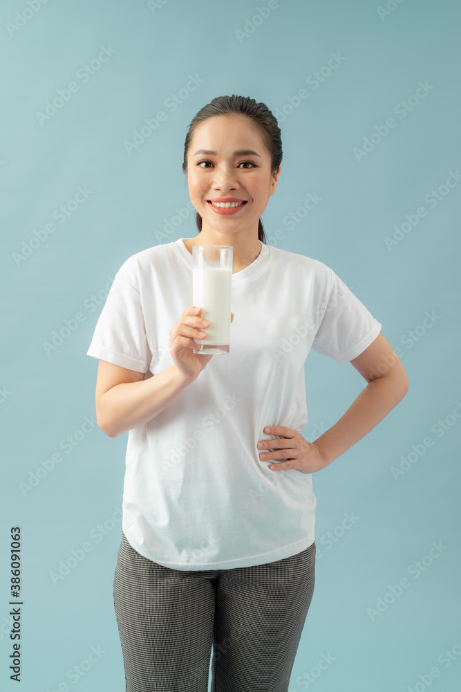 healthy woman with a glass of milk