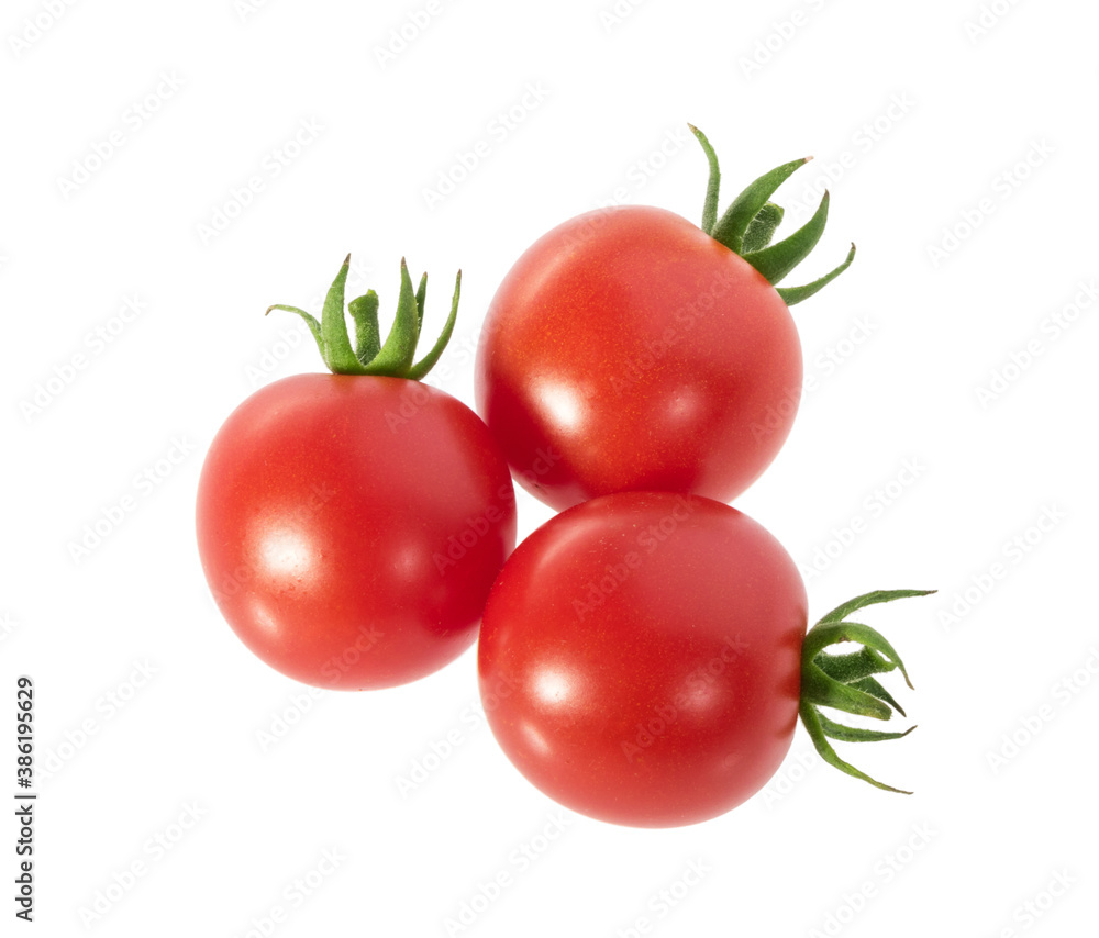 Cherry Tomatos isolated on white without shadow top view