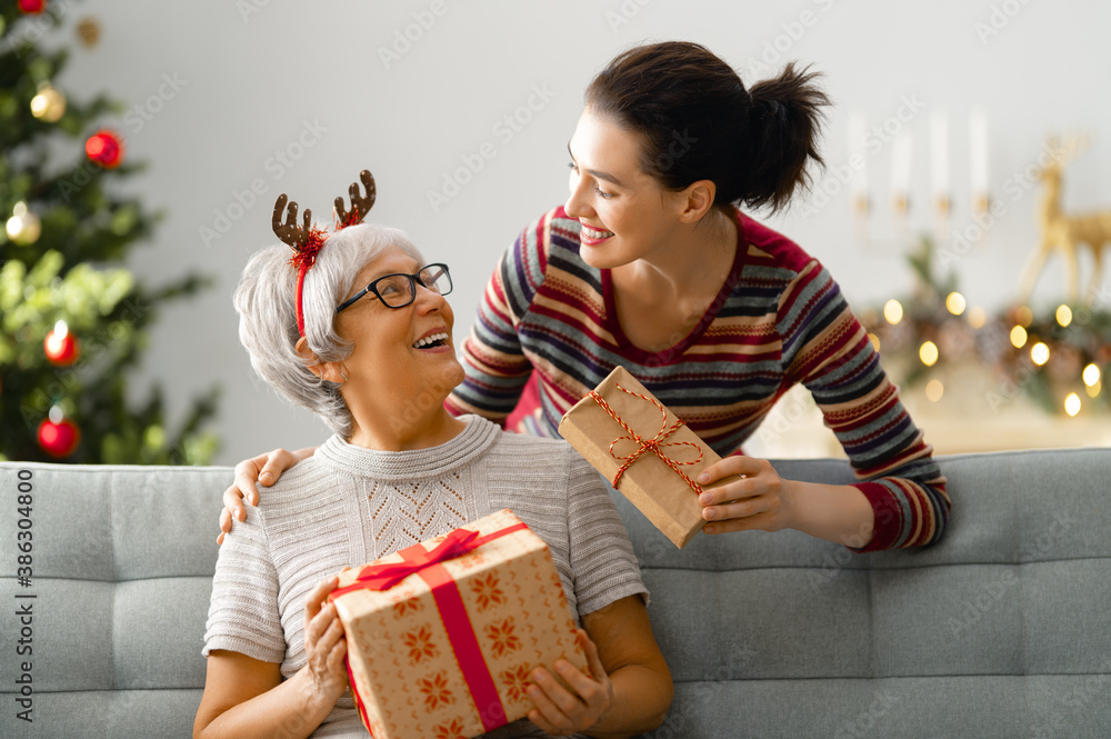 family celebrating Christmas