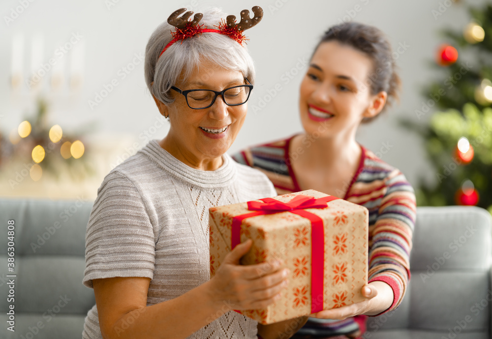 family celebrating Christmas