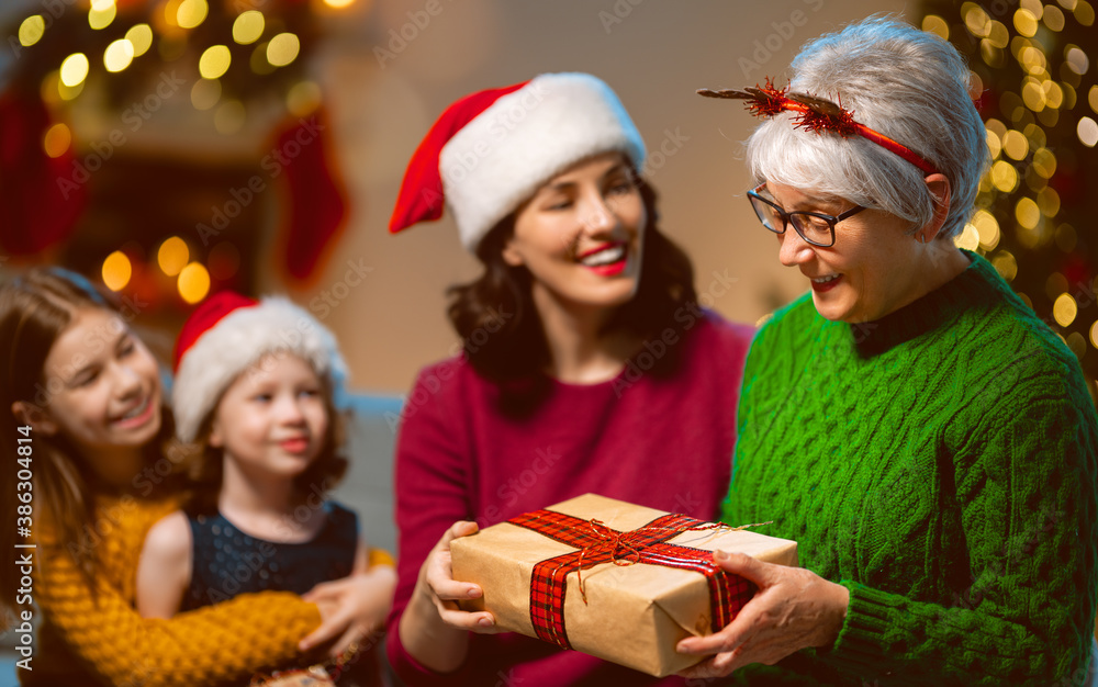 family celebrating Christmas