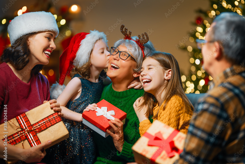 family celebrating Christmas