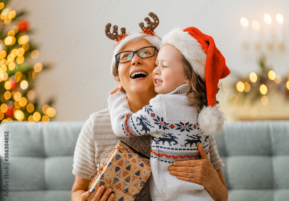 family celebrating Christmas