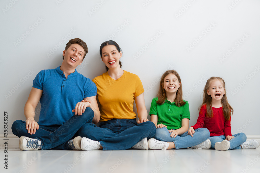 Happy family on white background.