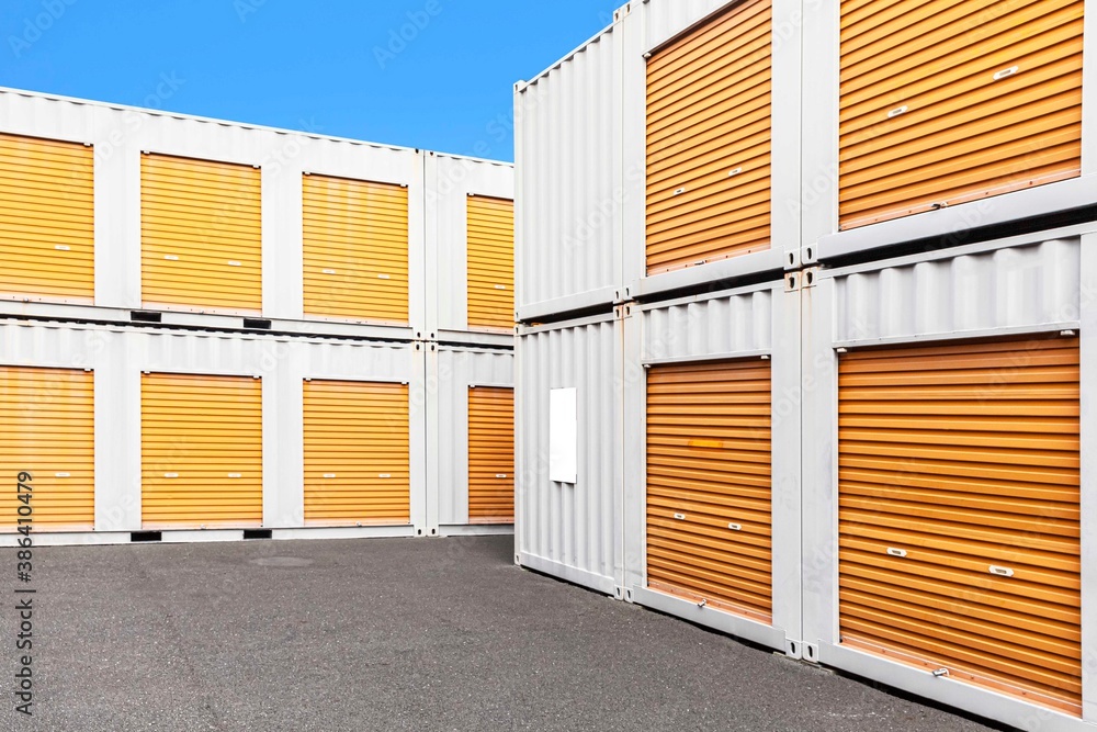 Outside atmosphere of a small rental storage room