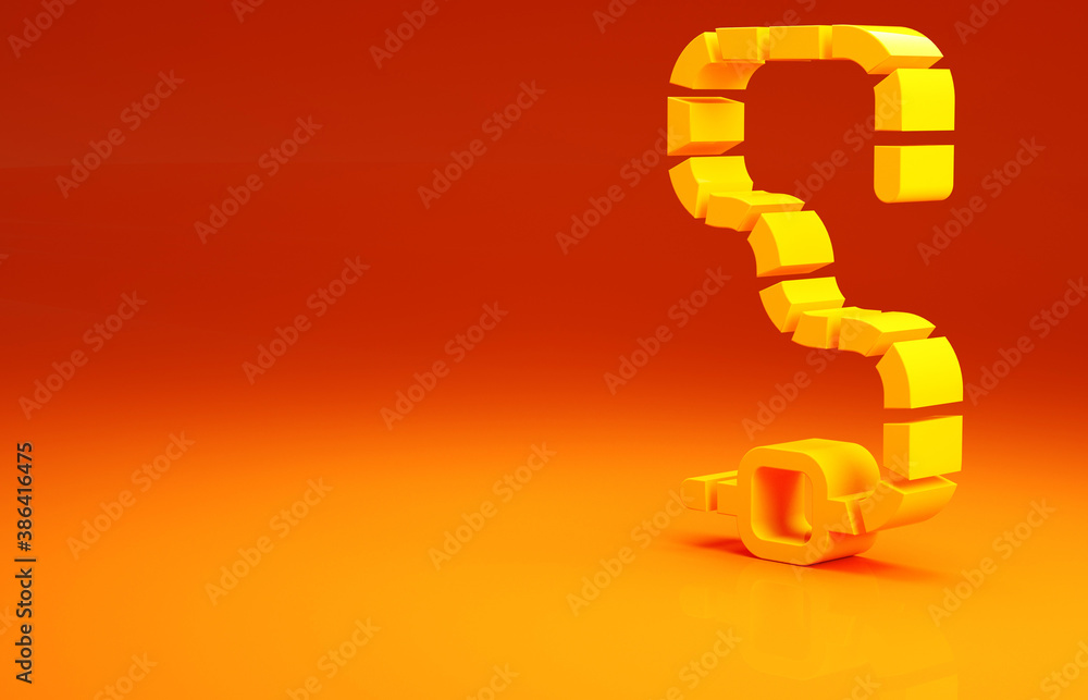 Yellow Worm icon isolated on orange background. Fishing tackle. Minimalism concept. 3d illustration 